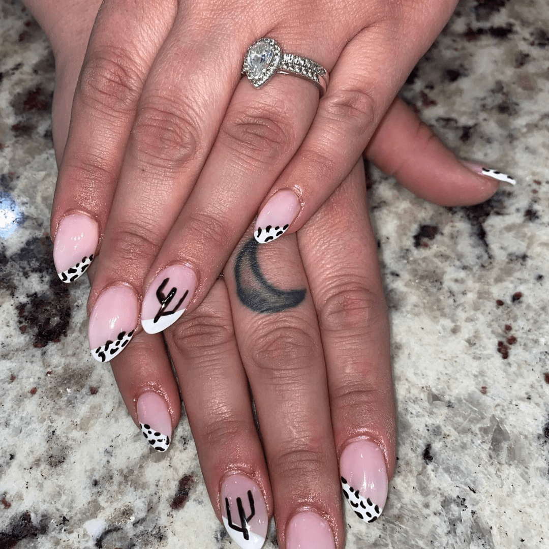 Almond Nail Art with Animal Print