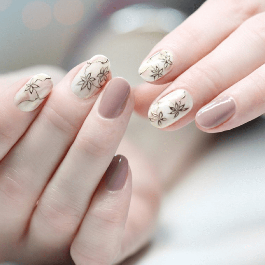 Nude Almond Nails with Minimalist Design