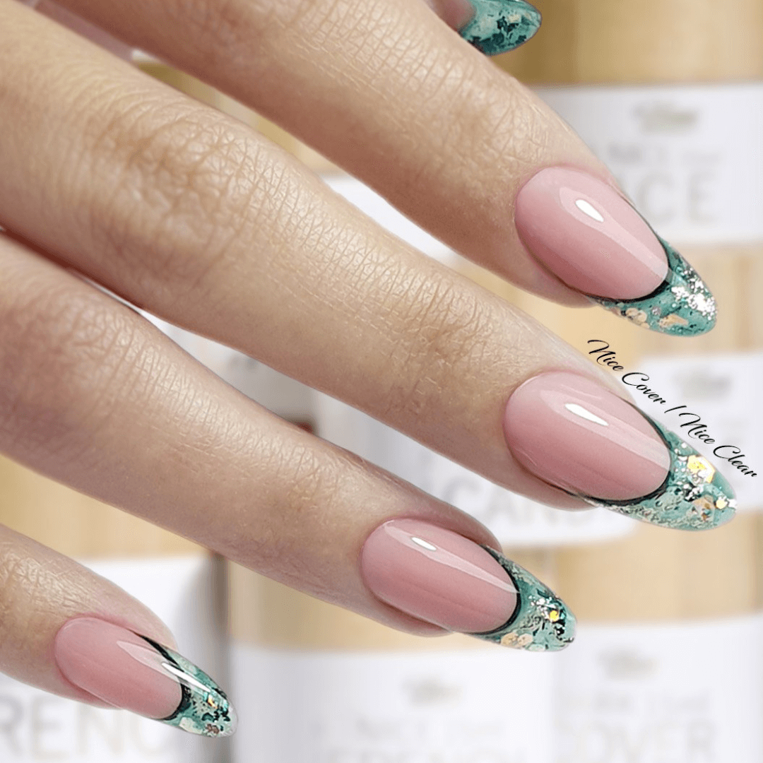 French paznokcie zielone french manicure