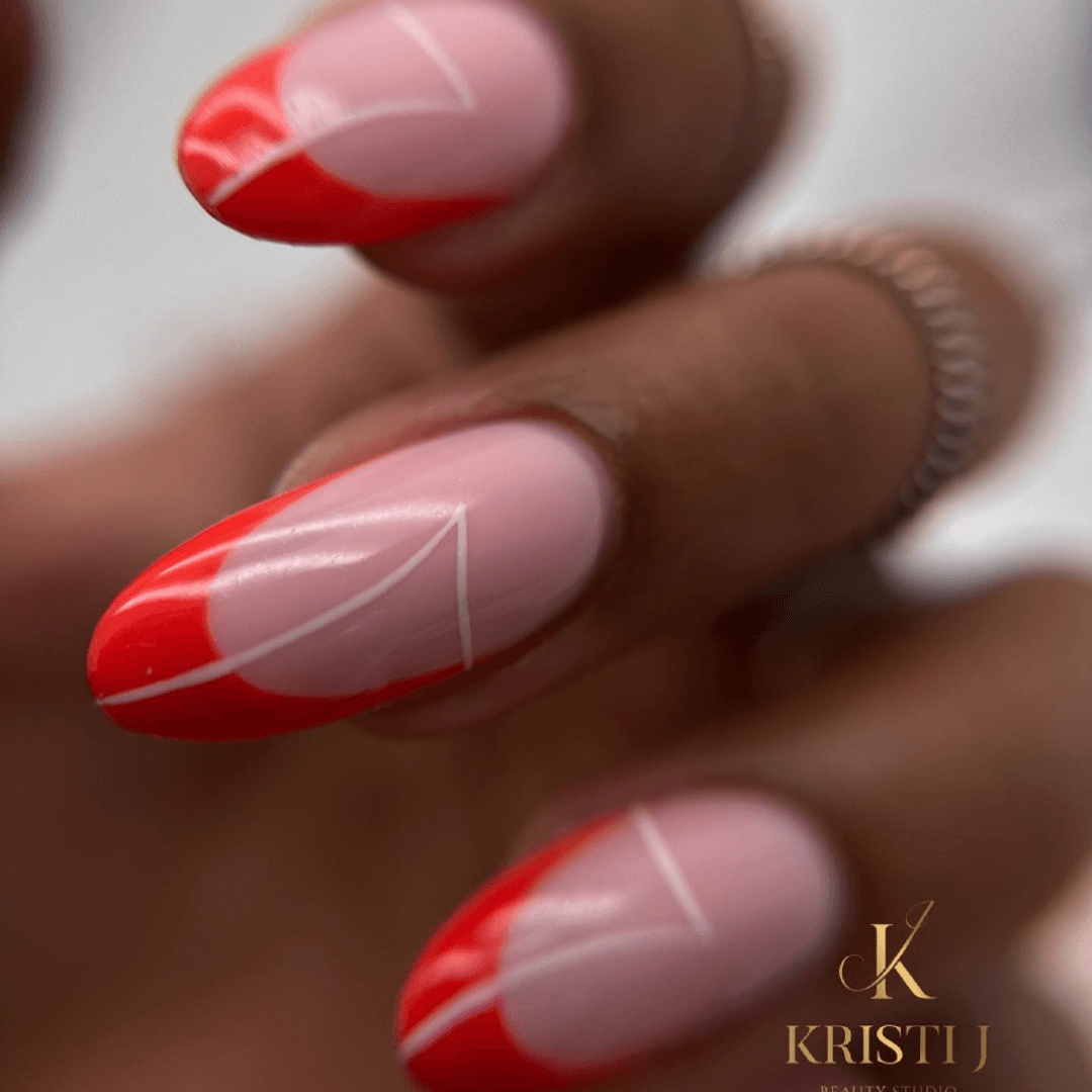 Red french tip nails