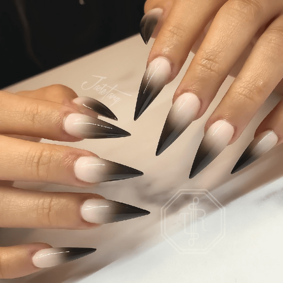 Black and White Ombre Nails