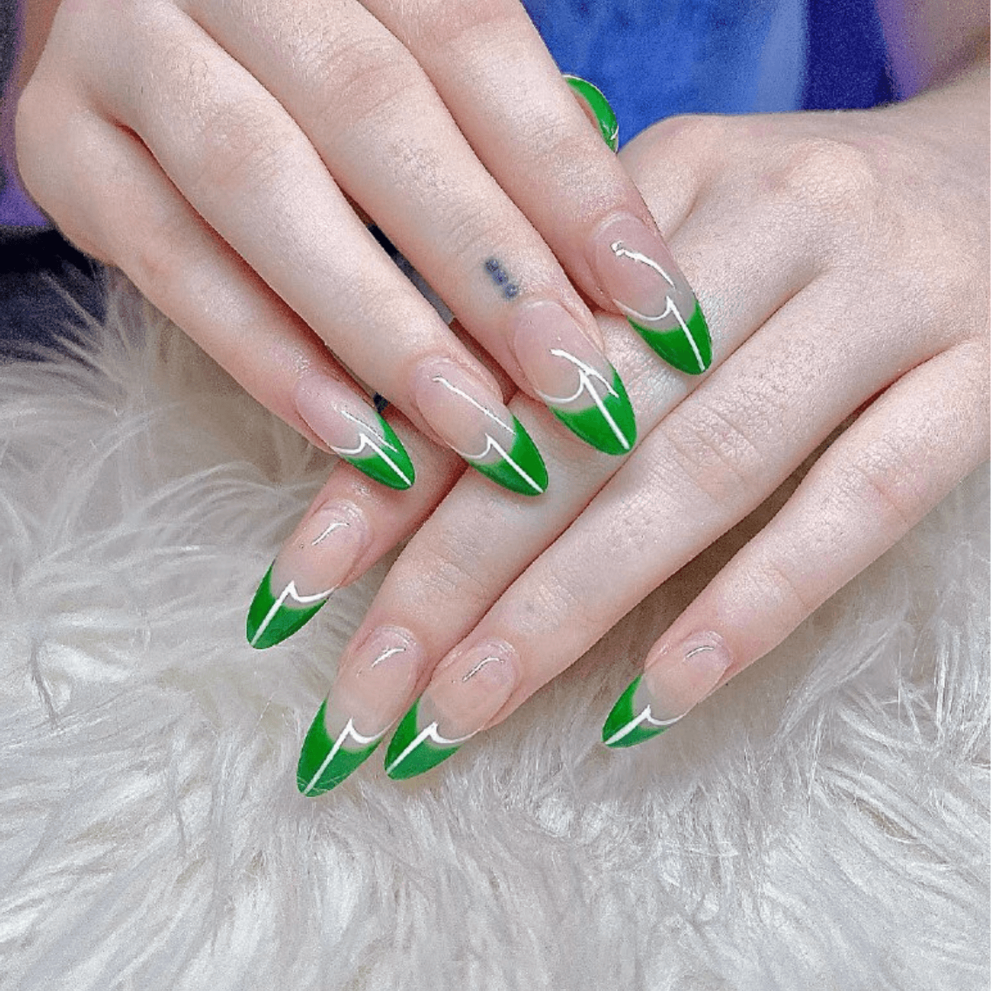 Green French Tip Nails