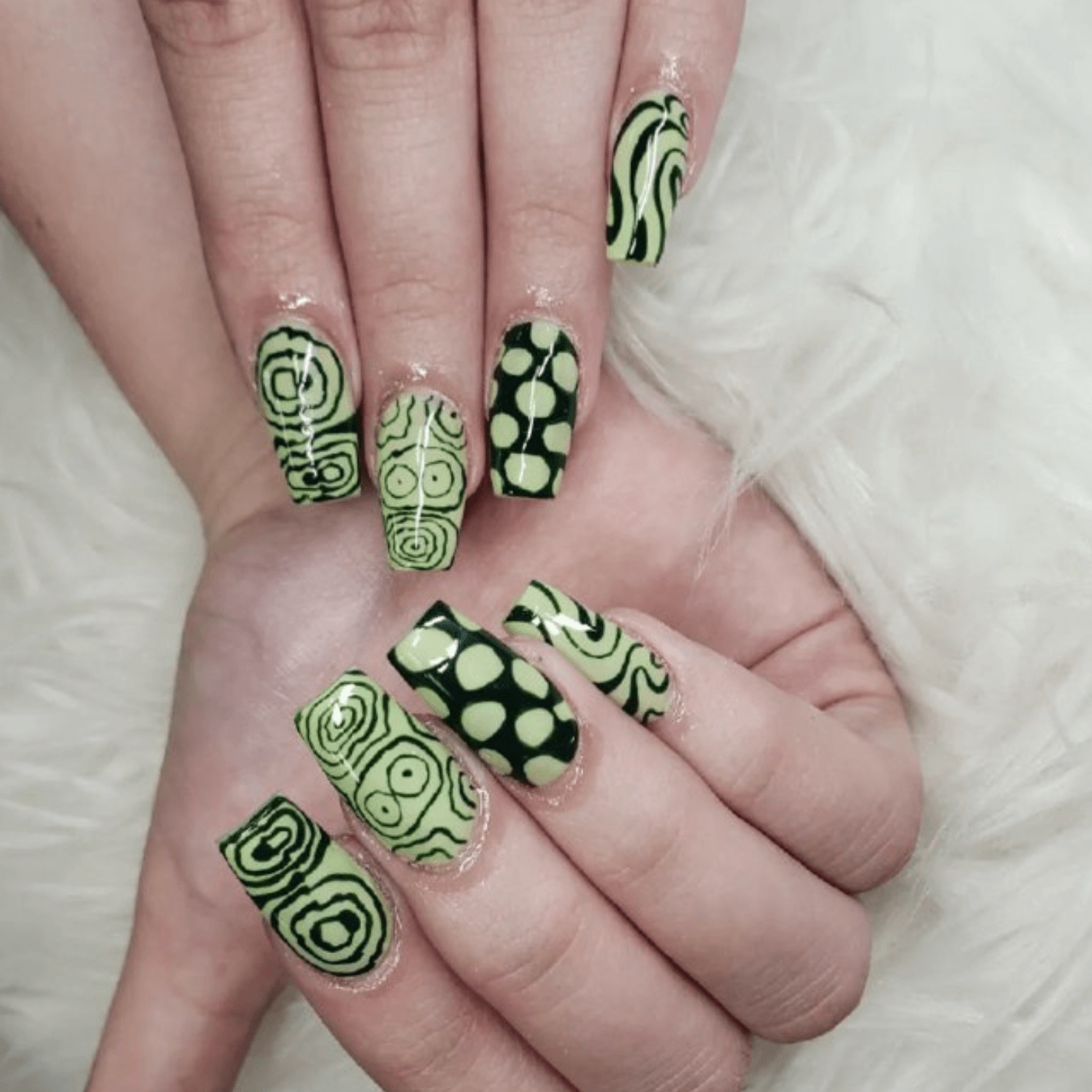 Green and Black Nails