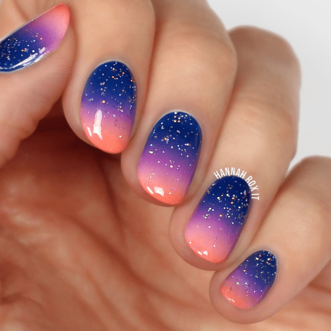 Blue and Pink Nails