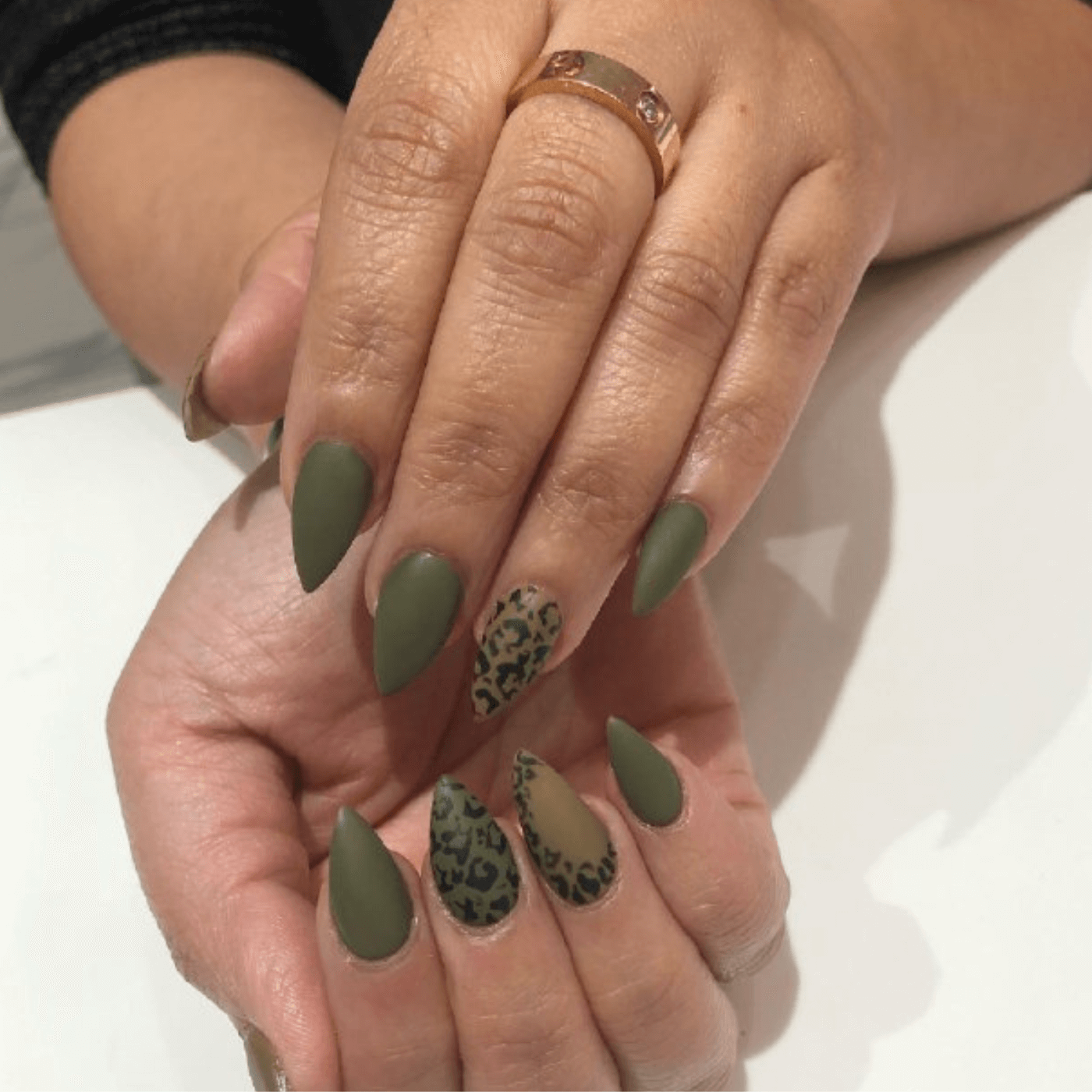 Matte Dark Green Nails