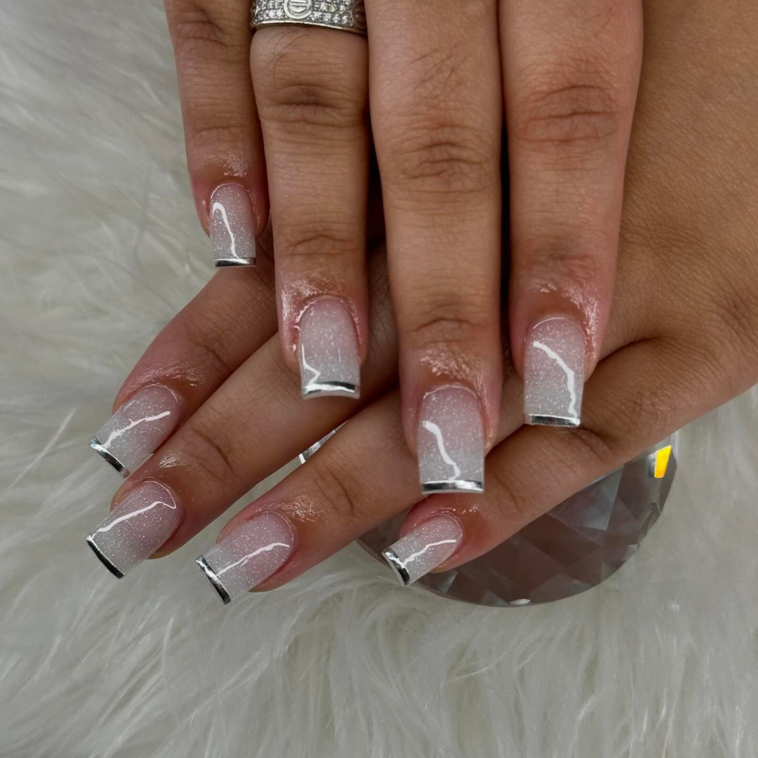 Chrome french tip nails