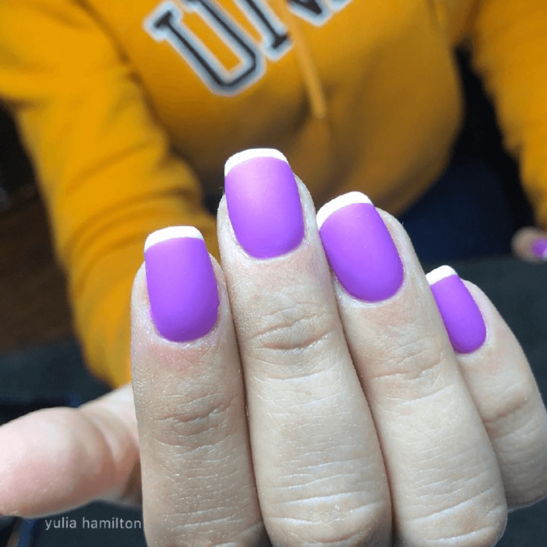 Light Purple Nails with White Tips