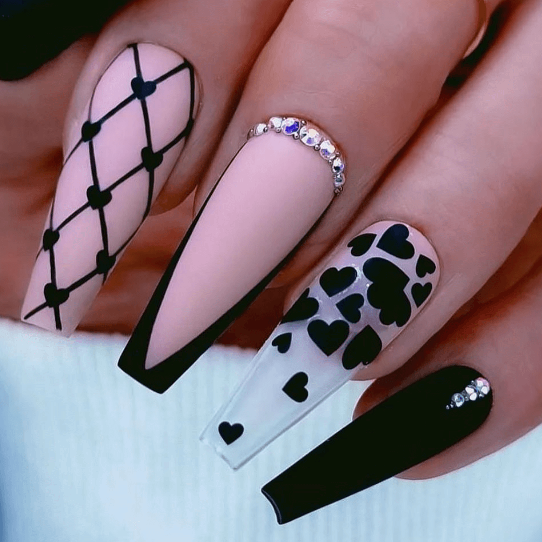 Black and white nails