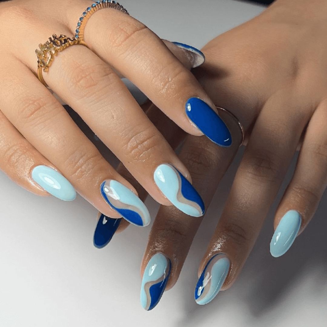 Blue Almond Nails