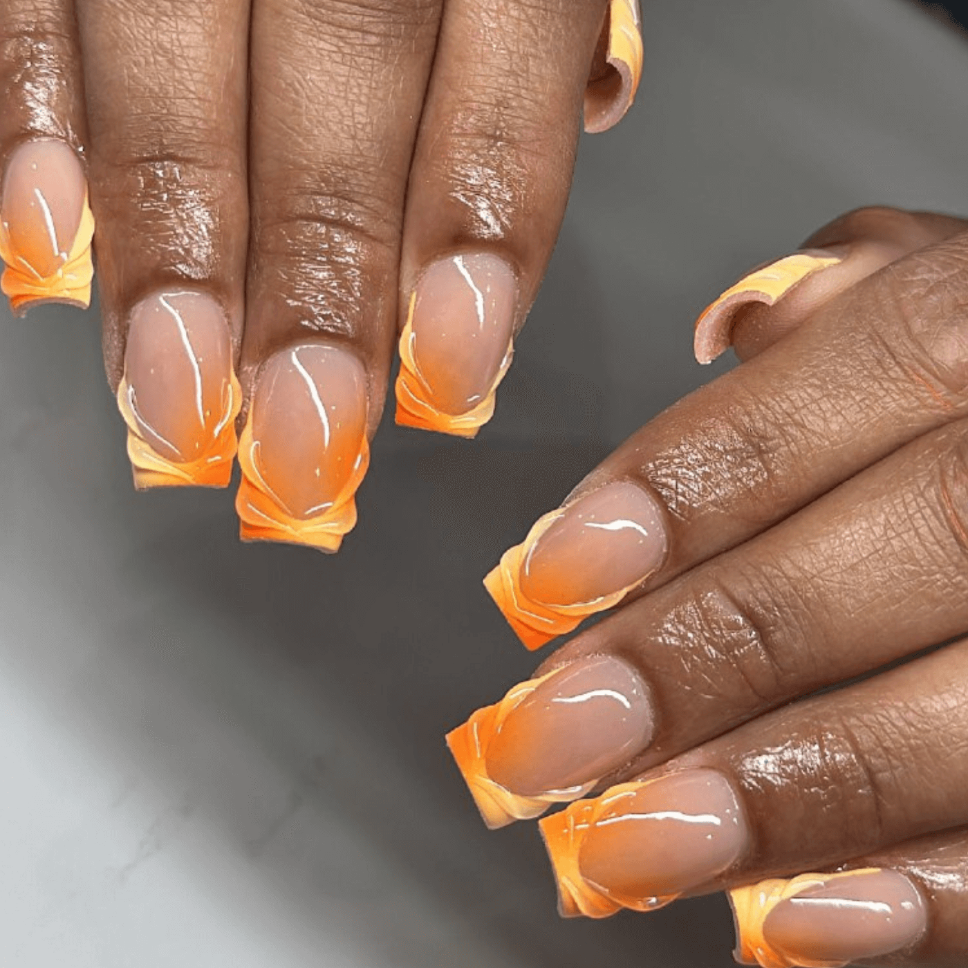 Neon Orange and Yellow Nails