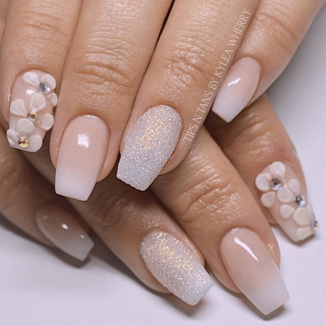 White Nails With Texture