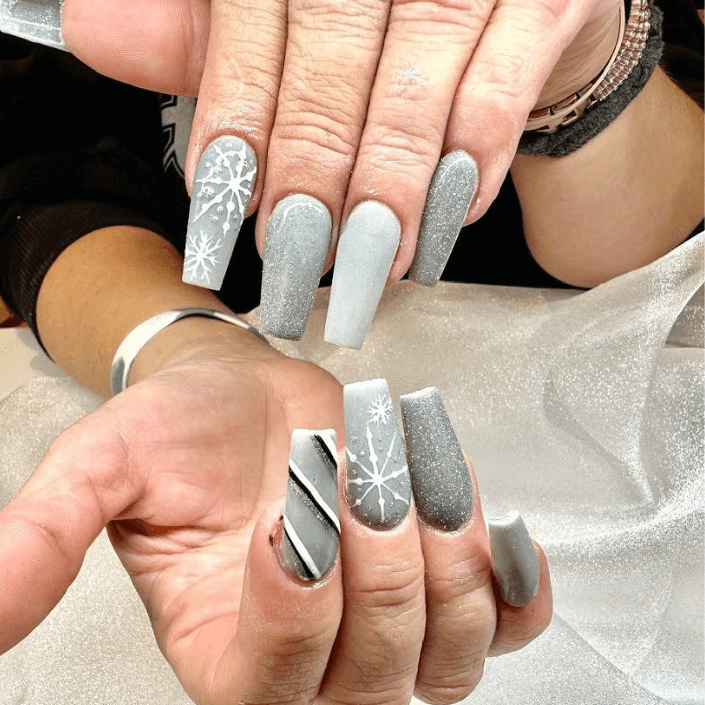 Matte Grey Winter Nails