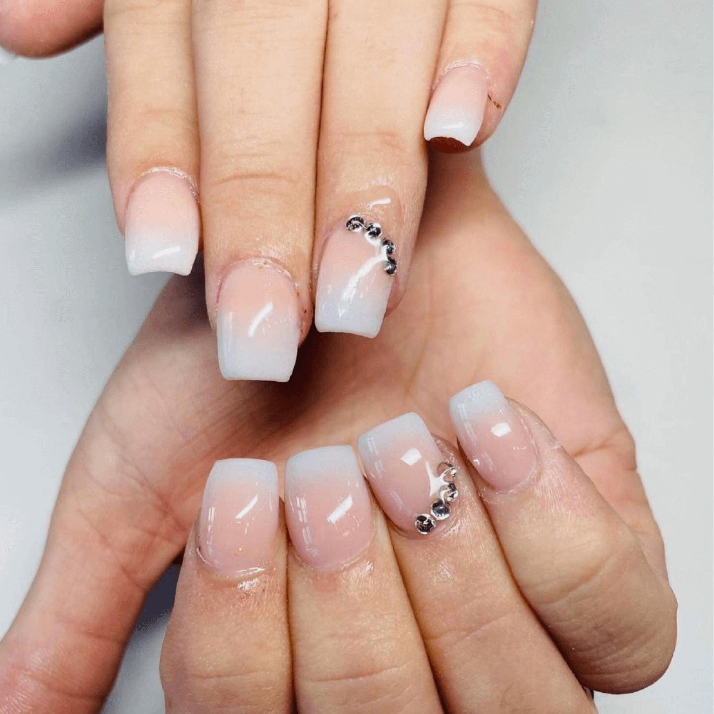 Nude Nails with Rhinestones