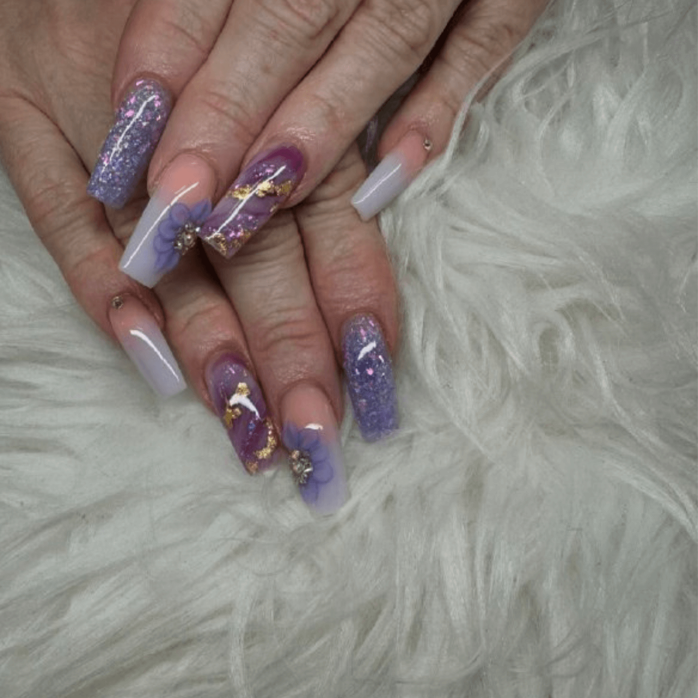 Purple and Gold Marble Effect