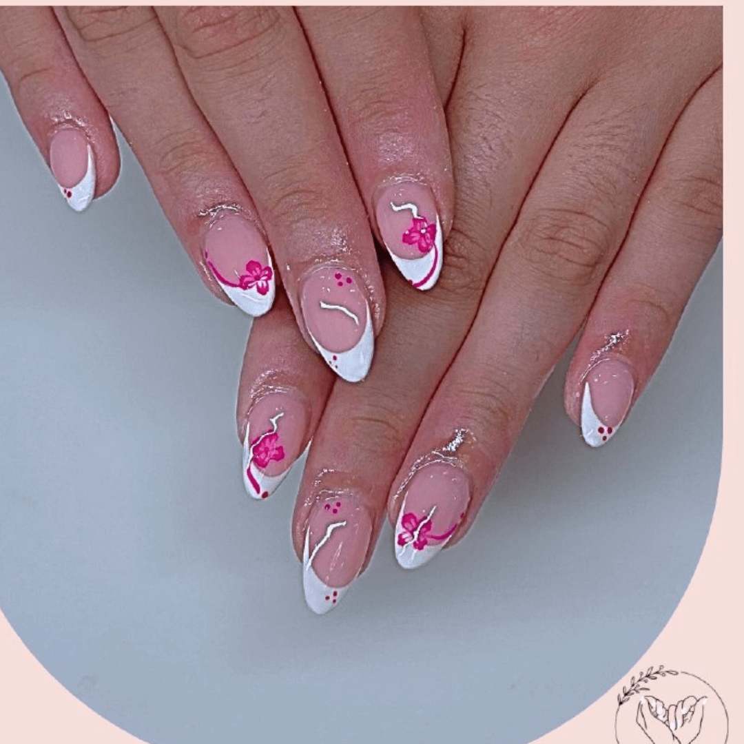 Cute Almond Nails with Polka Dots