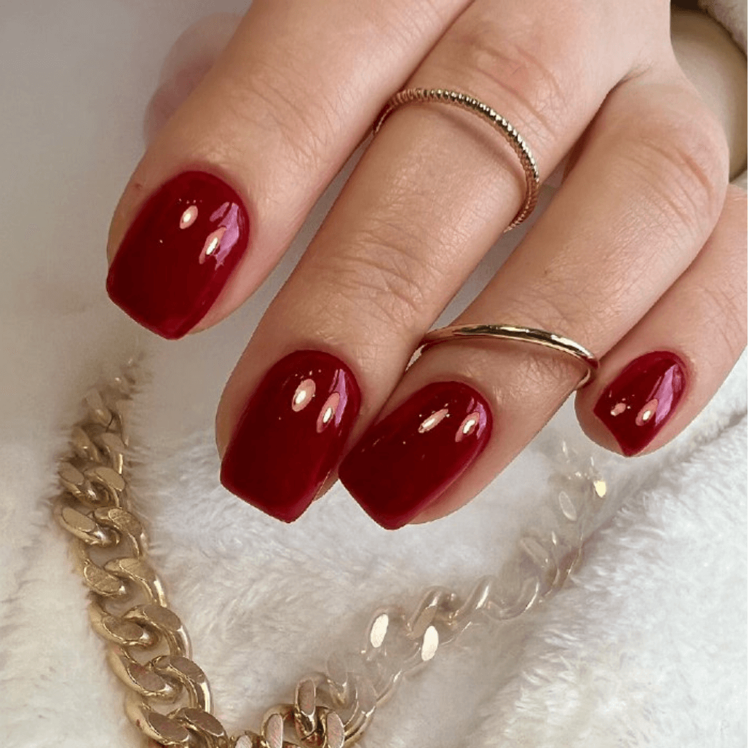 Deep red fall nails