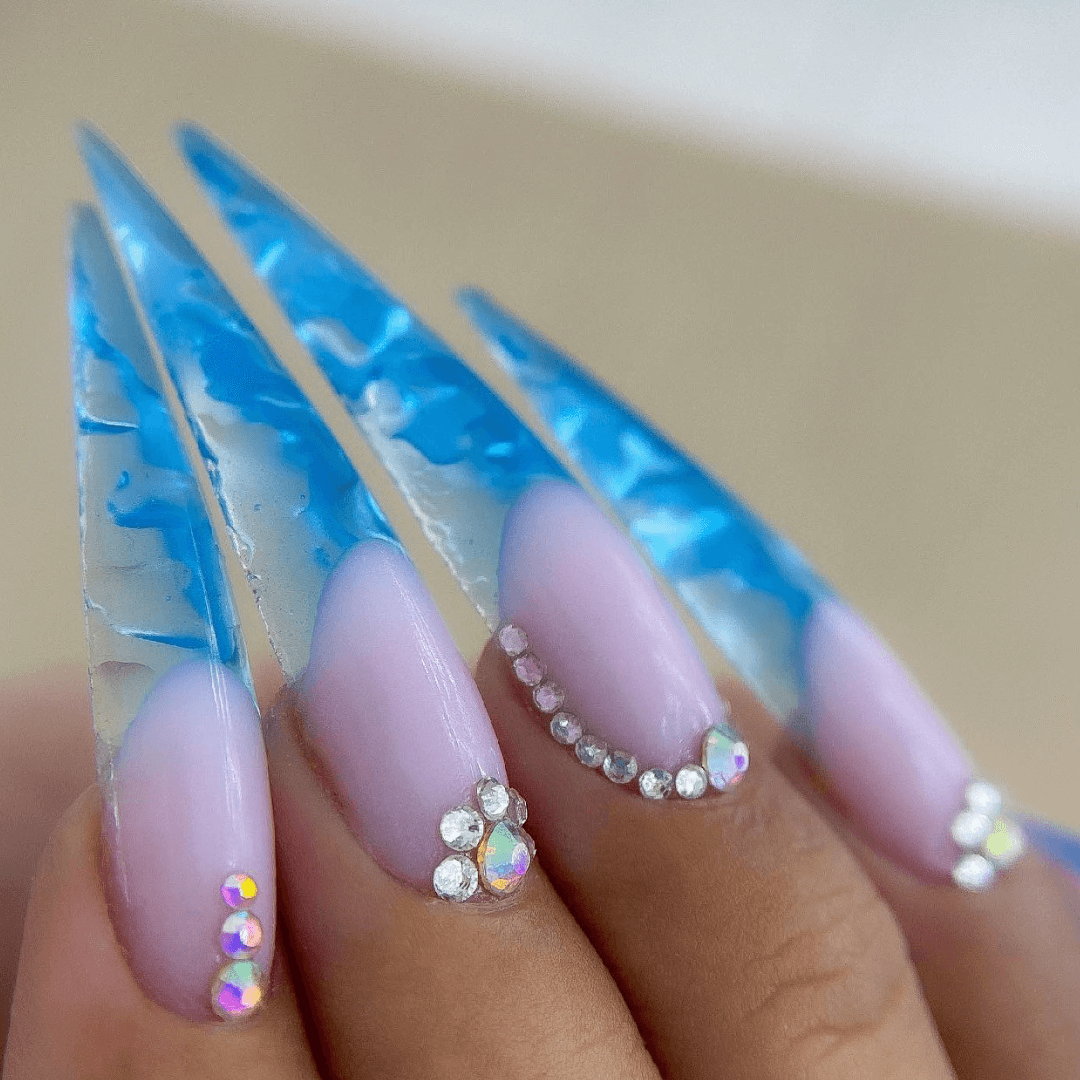 Light Blue French Tip Nails