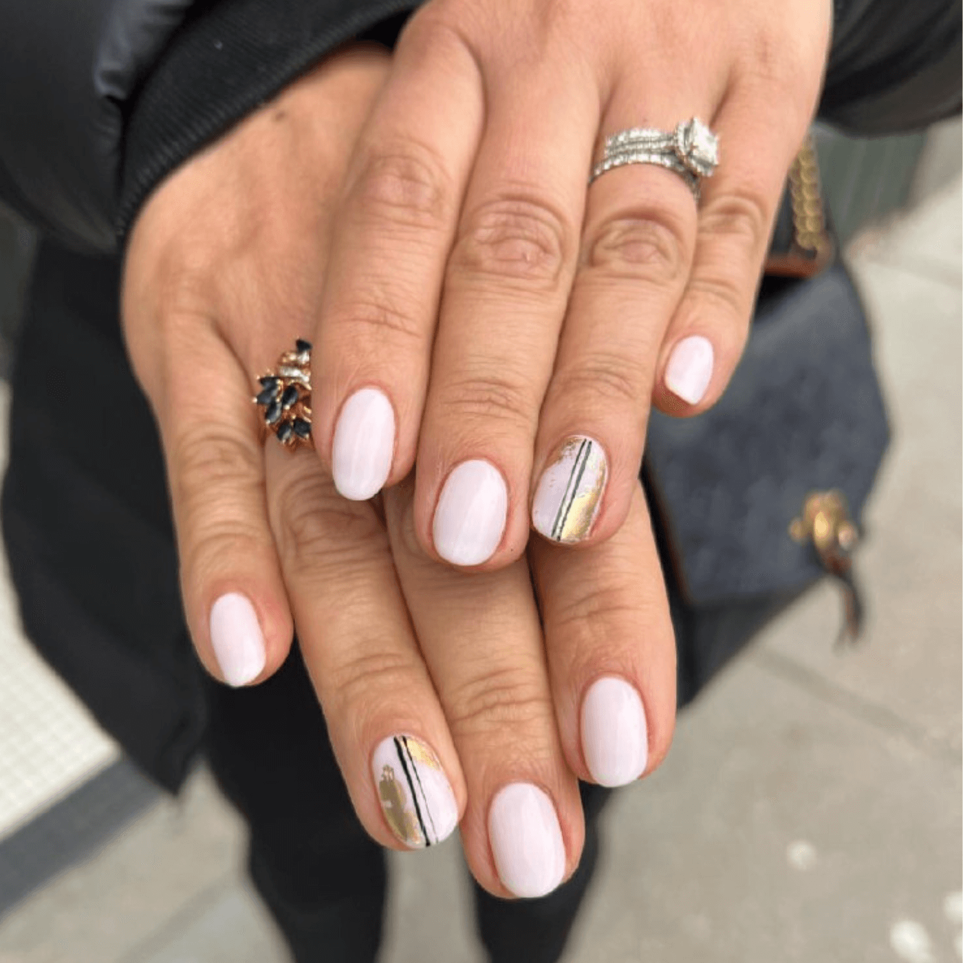 Black And White Gold Nails