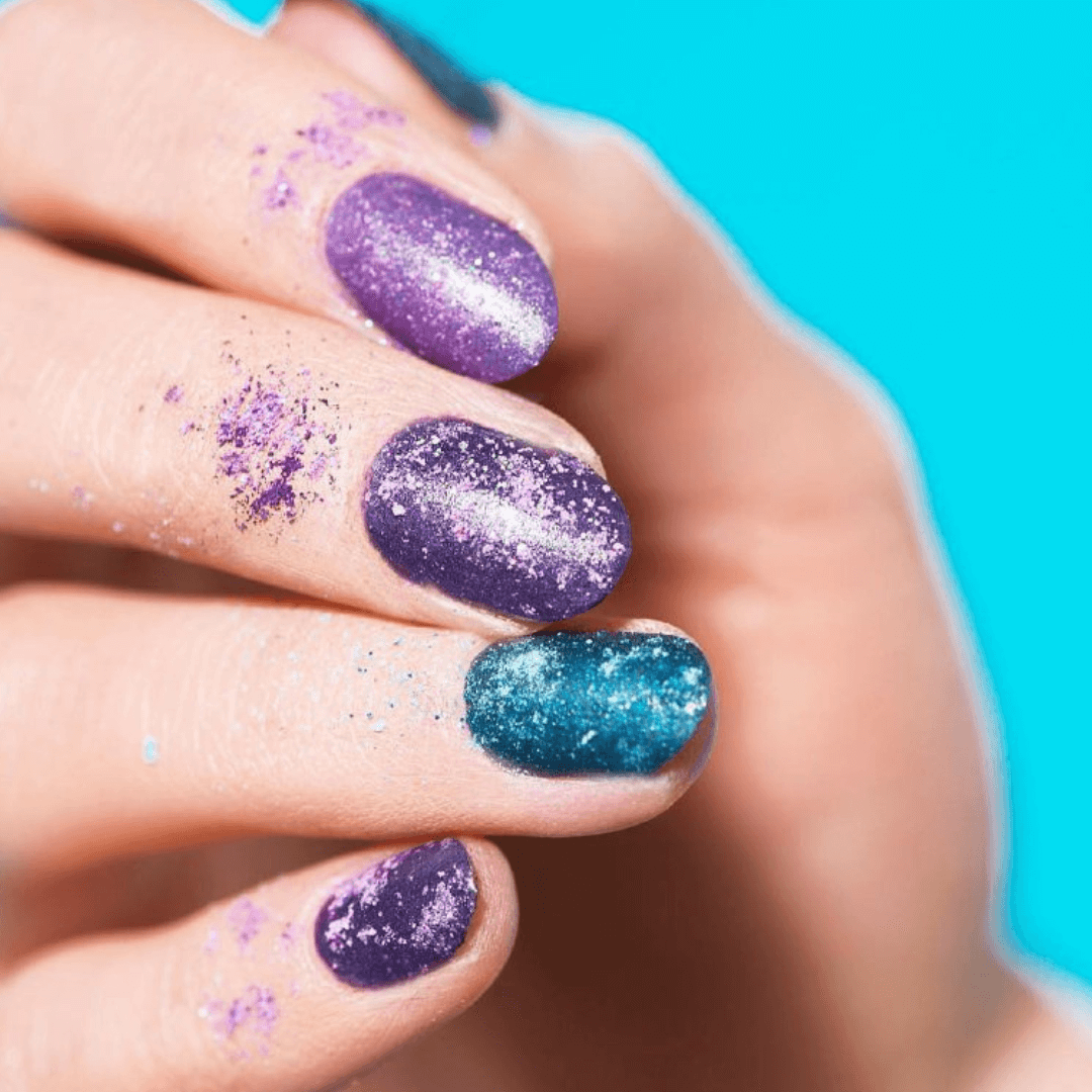 Purple Chrome Almond Nails