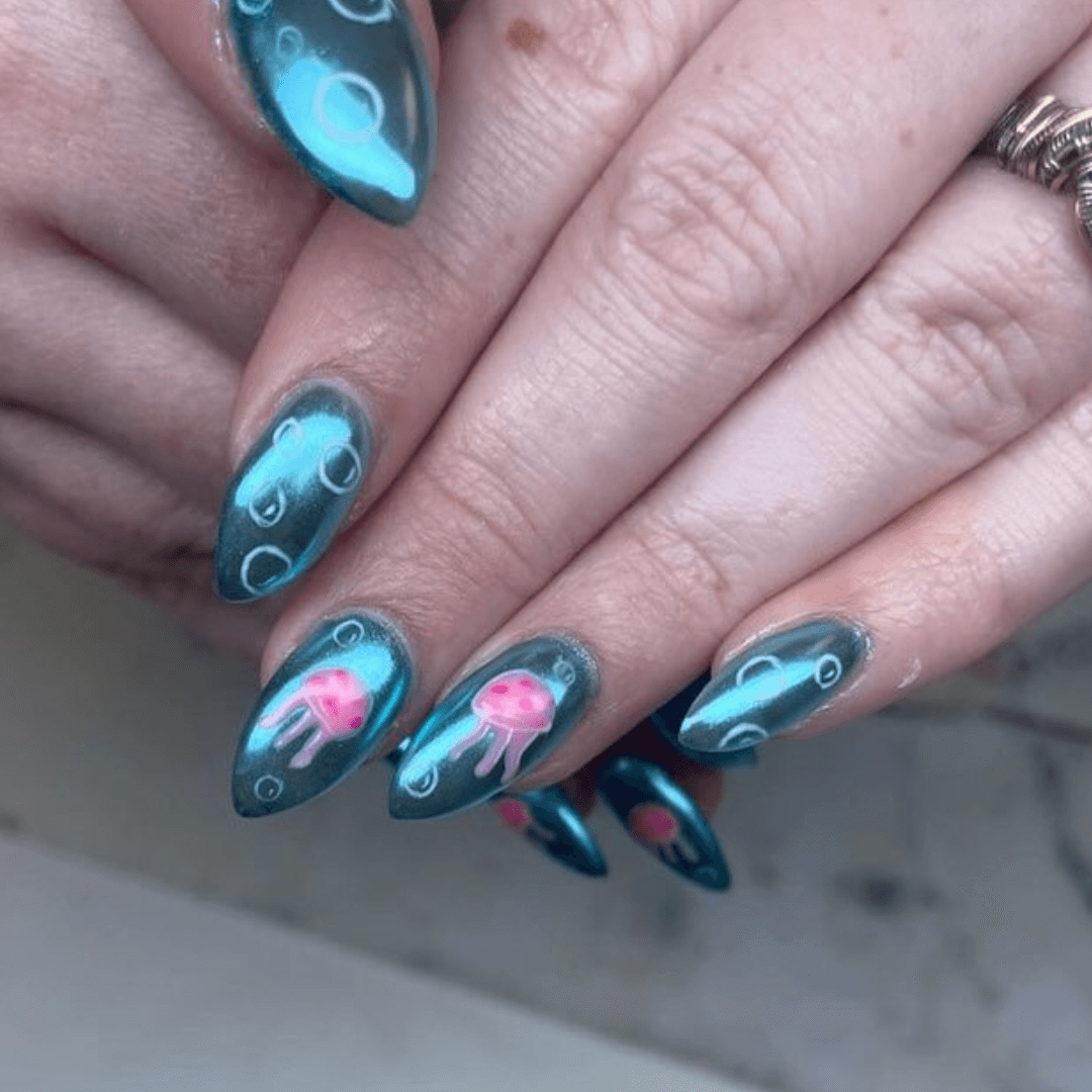 Blue Chrome Nails