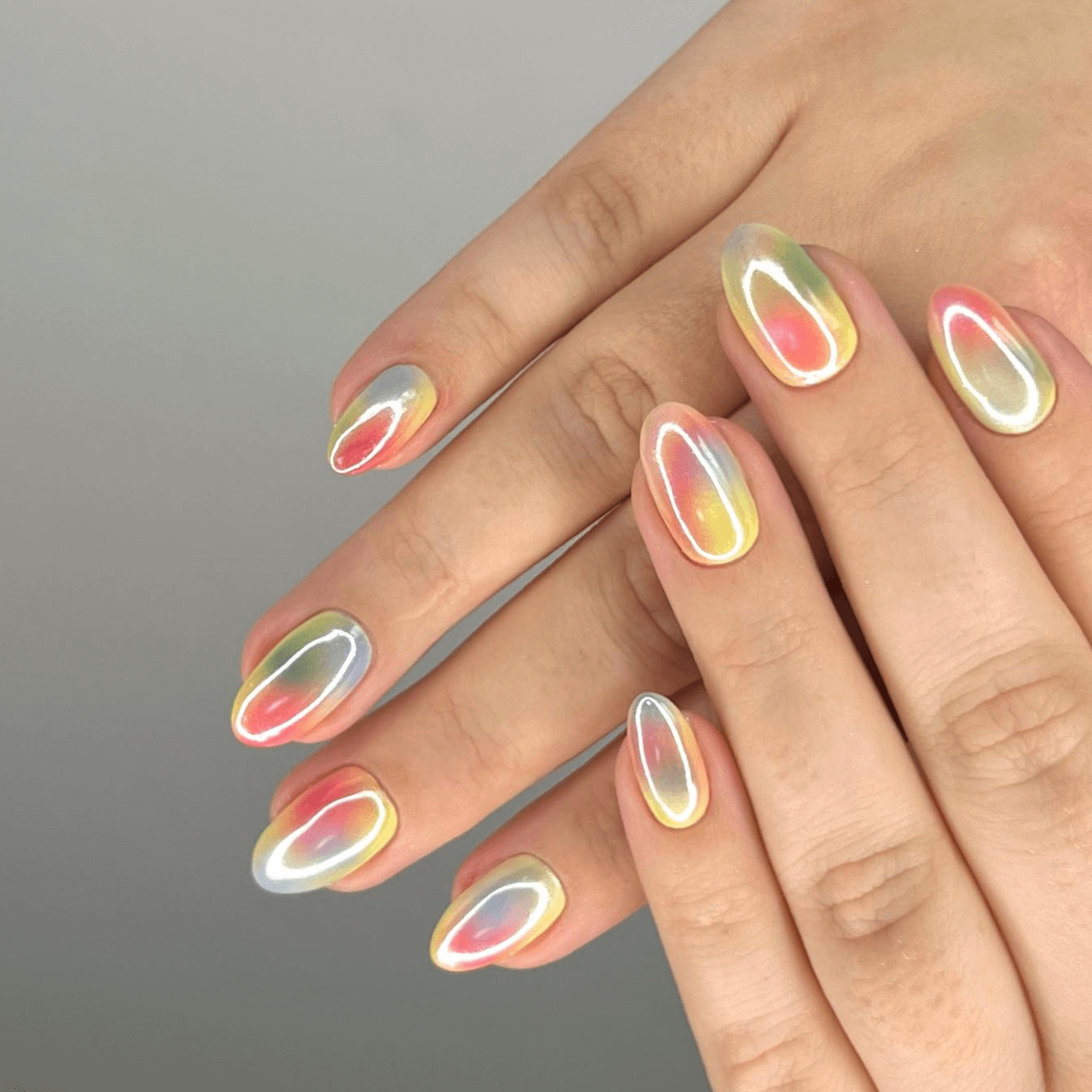 Rainbow ombre nails