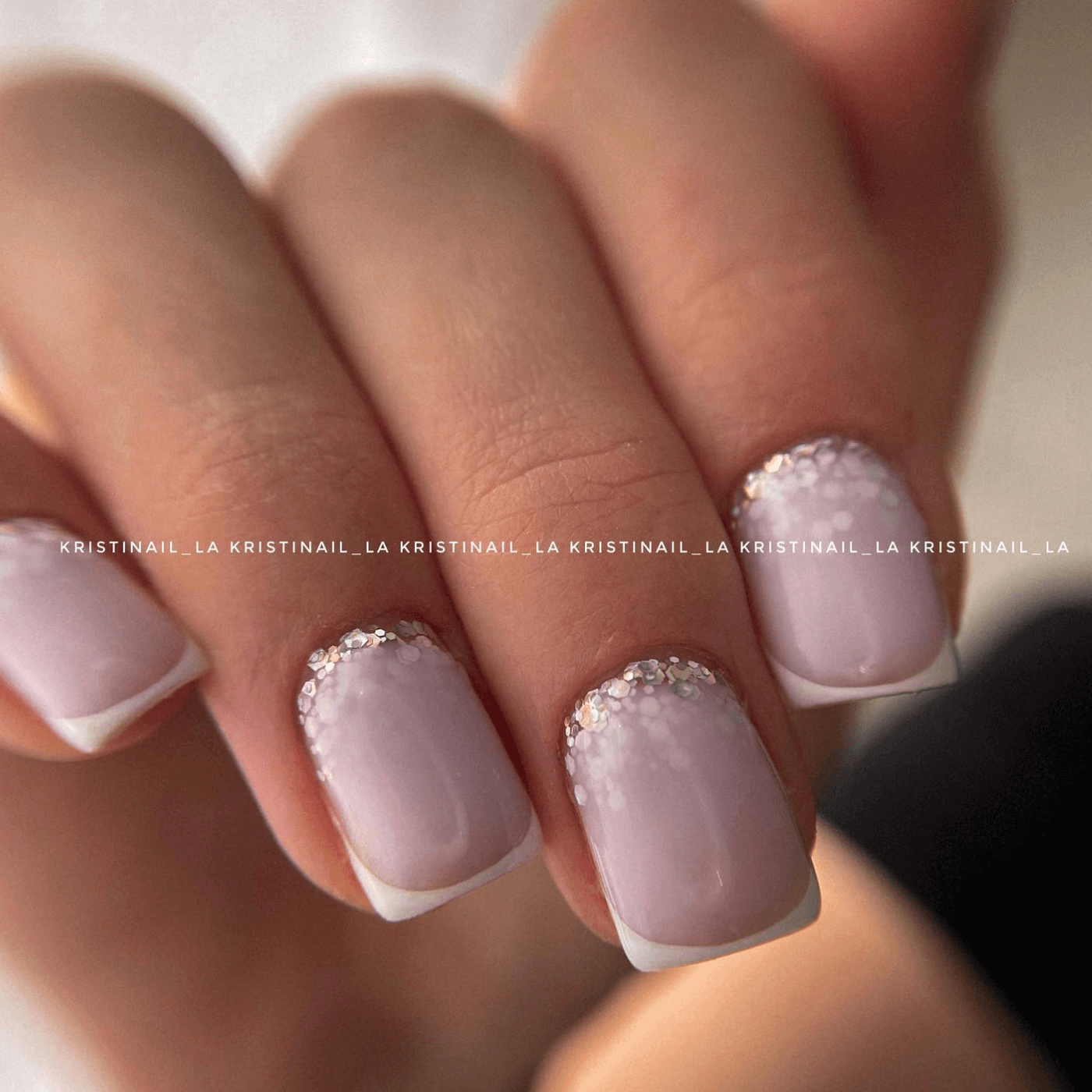 French ombre nails with glitter