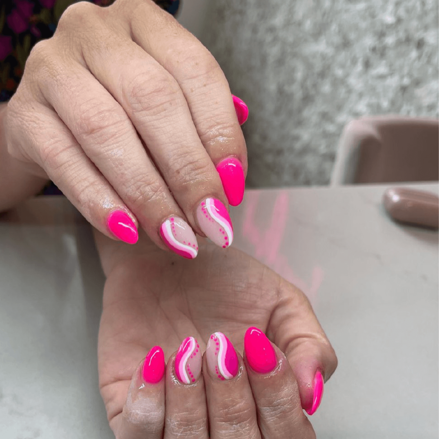 Oval Nails in Hot Pink