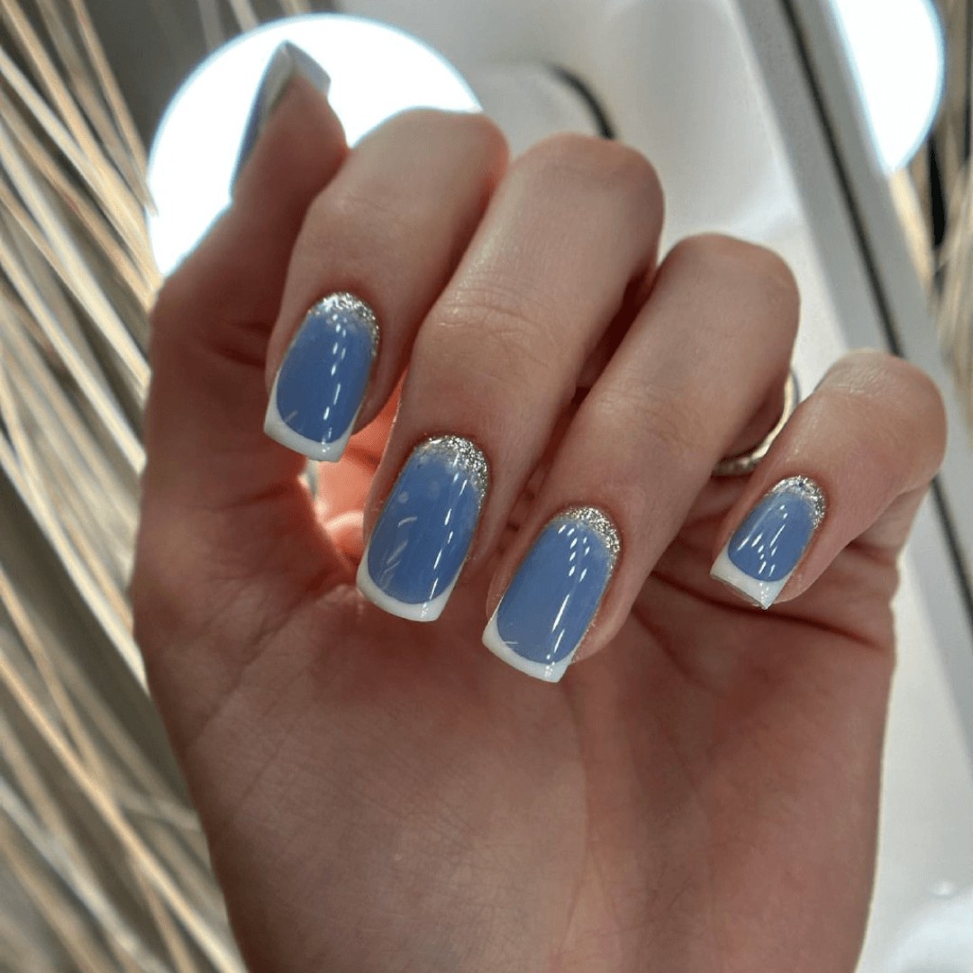 Blue And White Nails