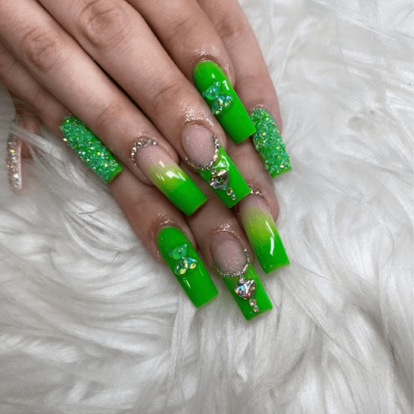 Green French Tip Nails