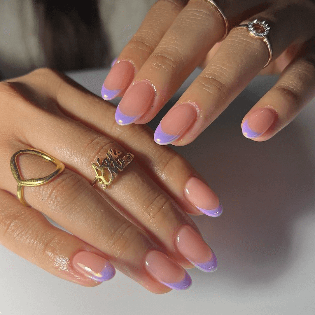 Blue Glitter French Tips