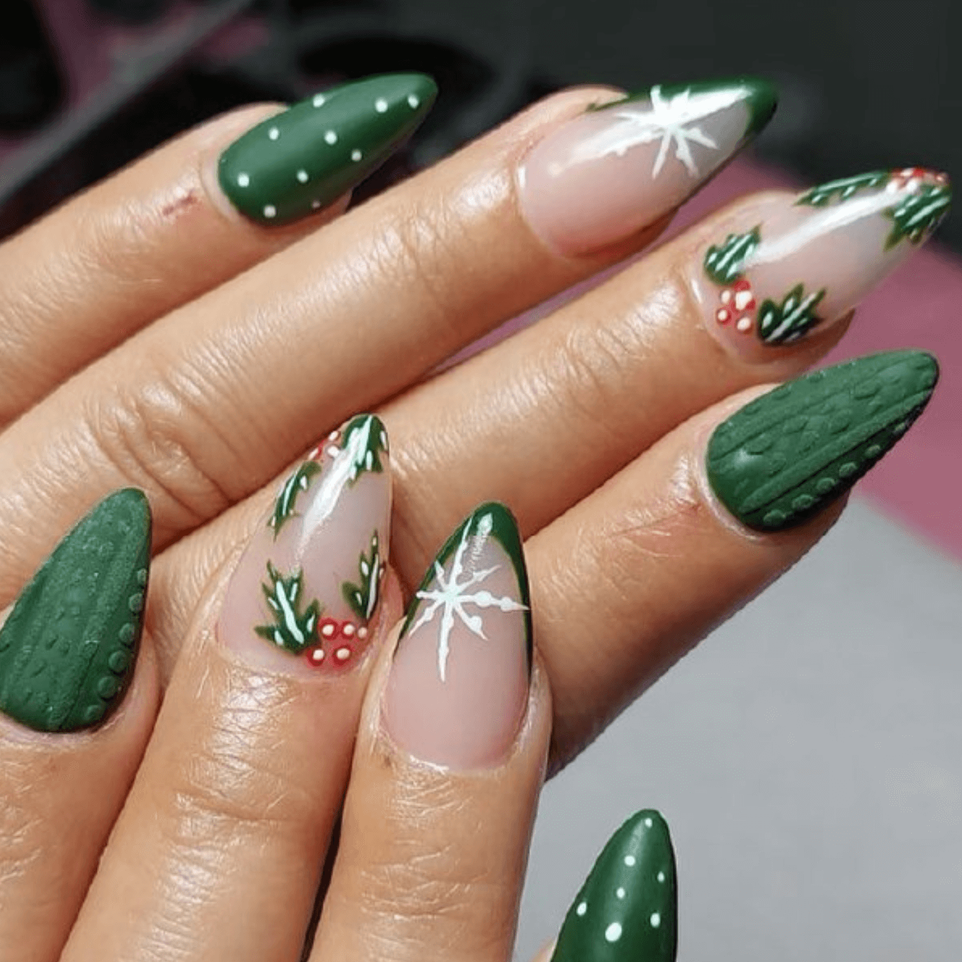 Matte Forest Green Nails