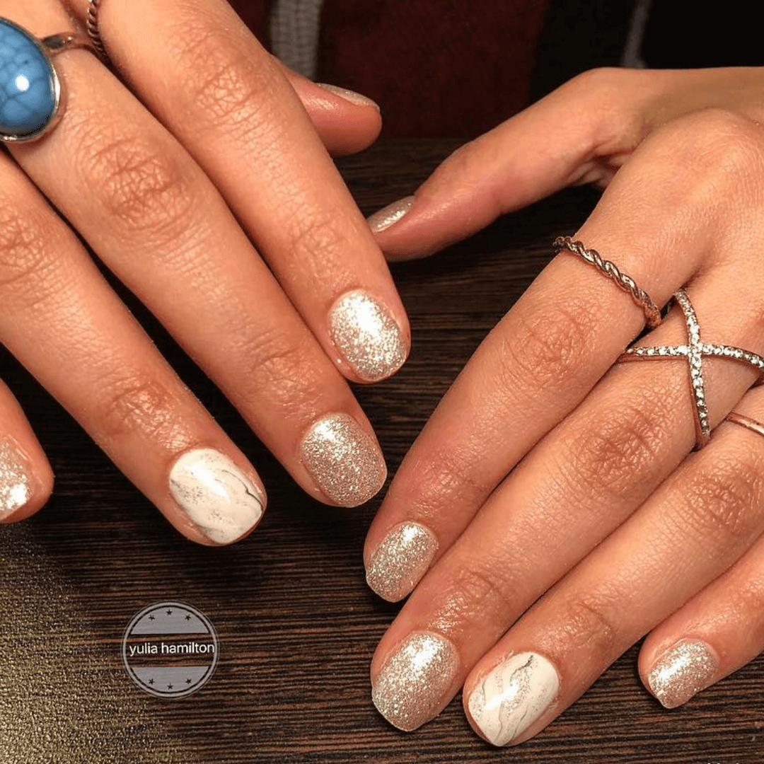 Nude Nails with Glitter