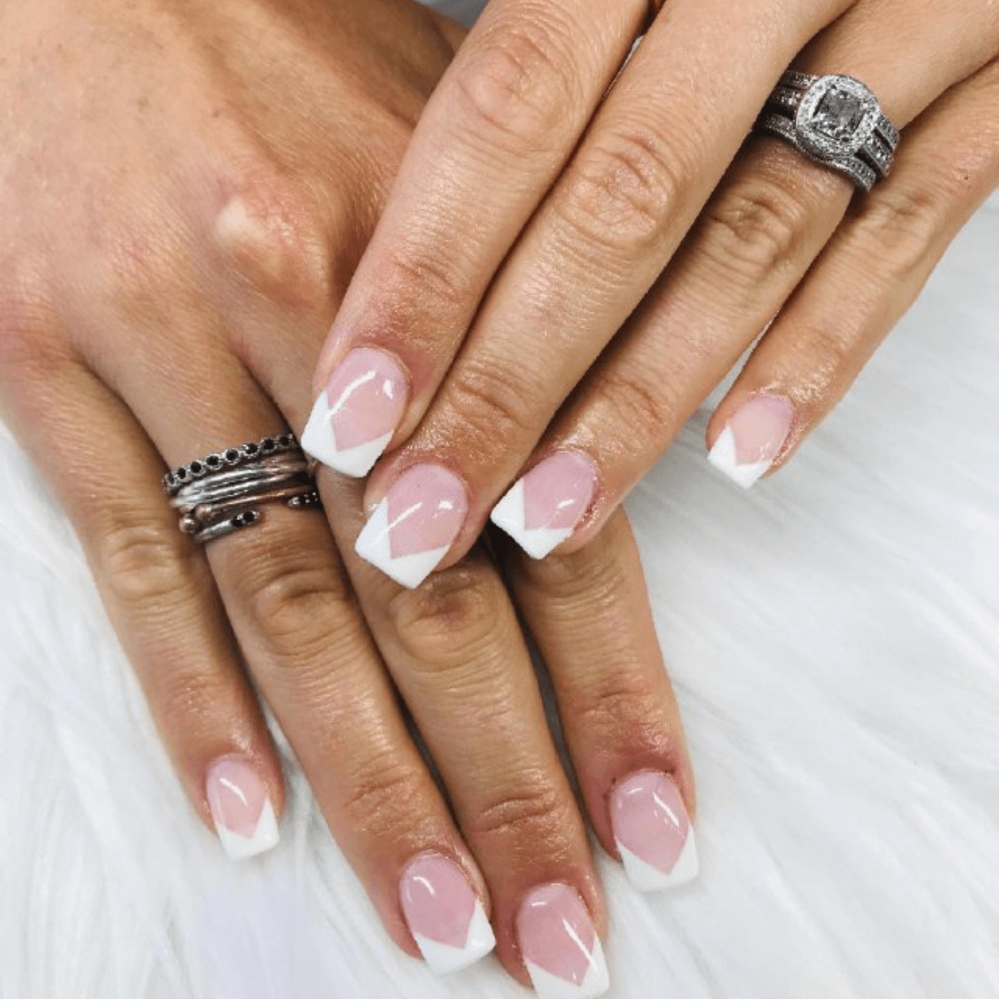 Square French Tip Nails