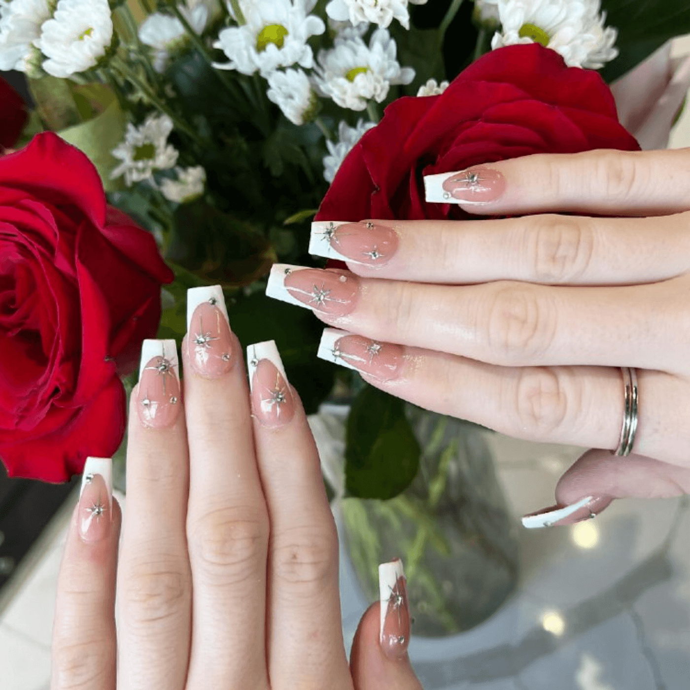 White Hybrid Nails