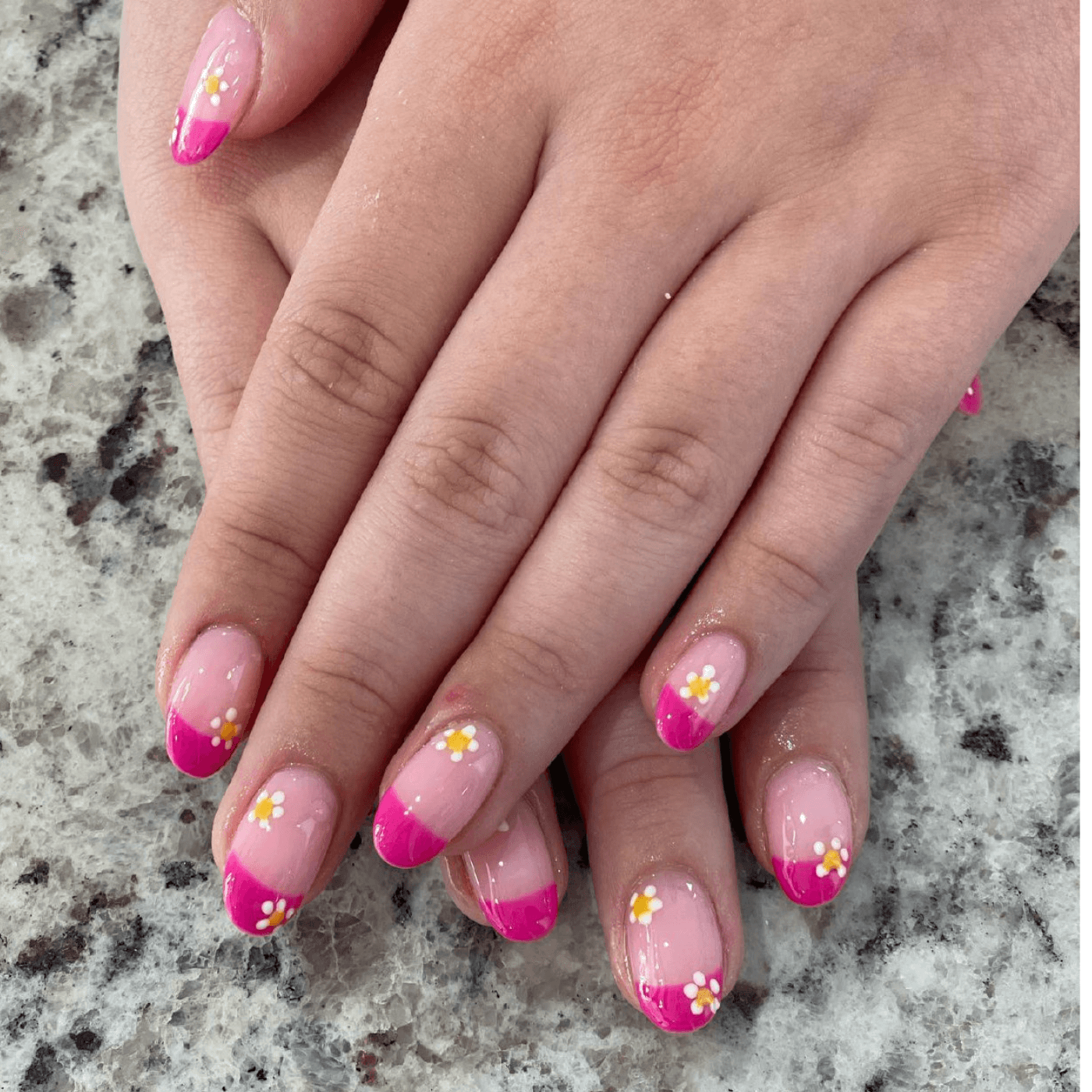 Hot Pink French Tip Nails