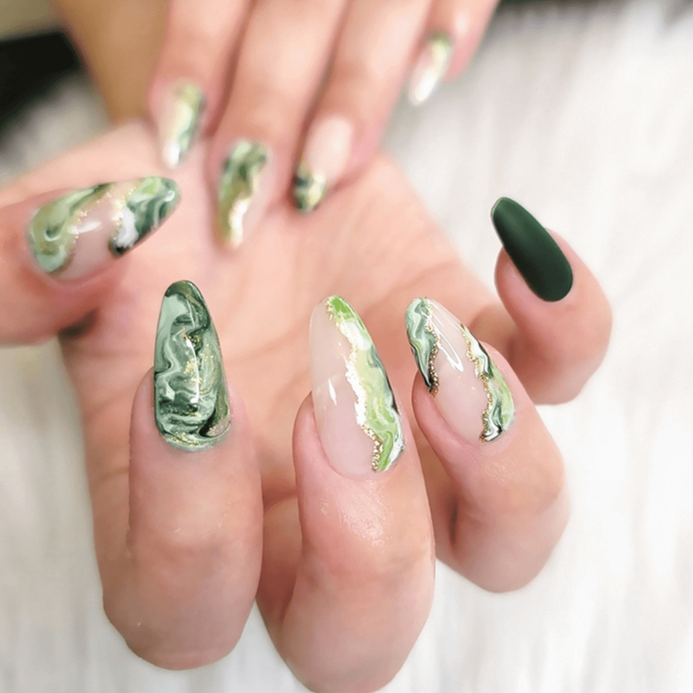 Green Ombre with White Accents