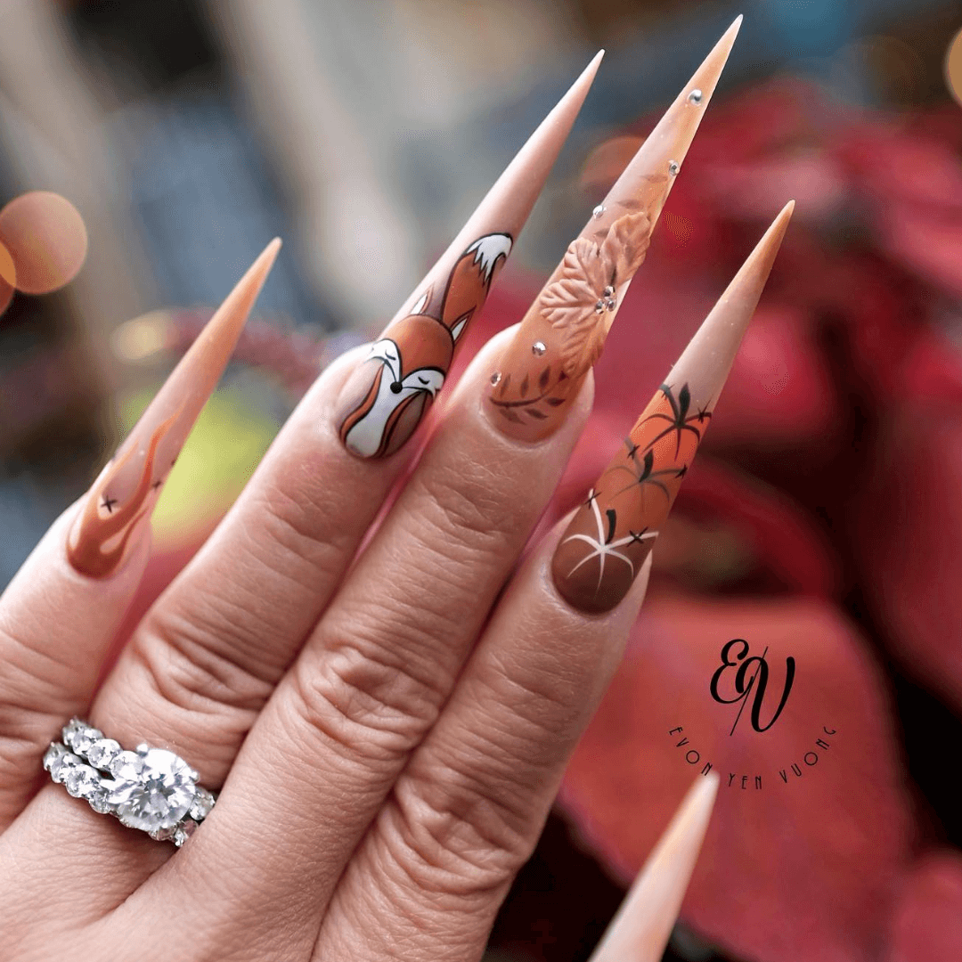 Fall leaves nail art