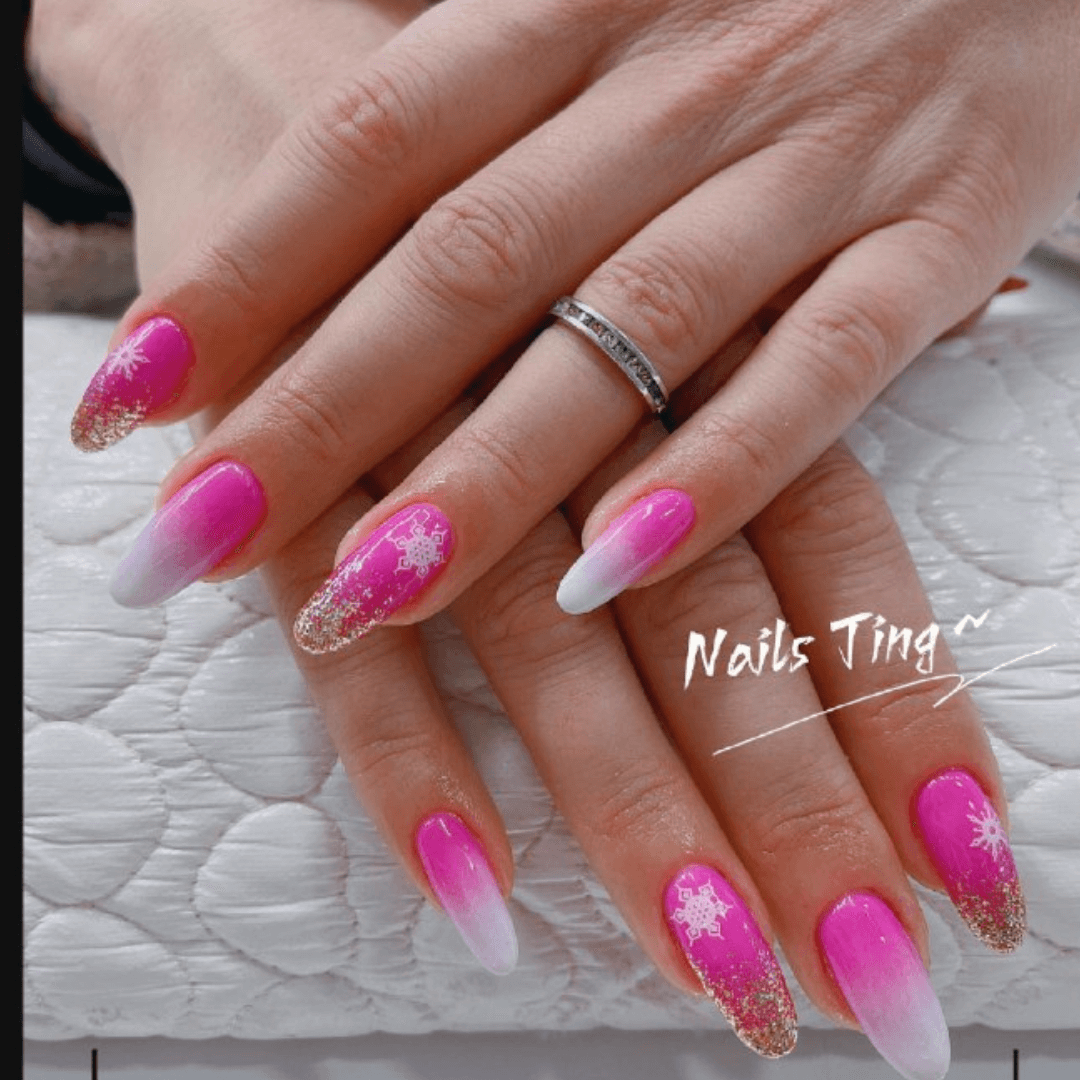 Ombre Almond Nails with Glitter Accents