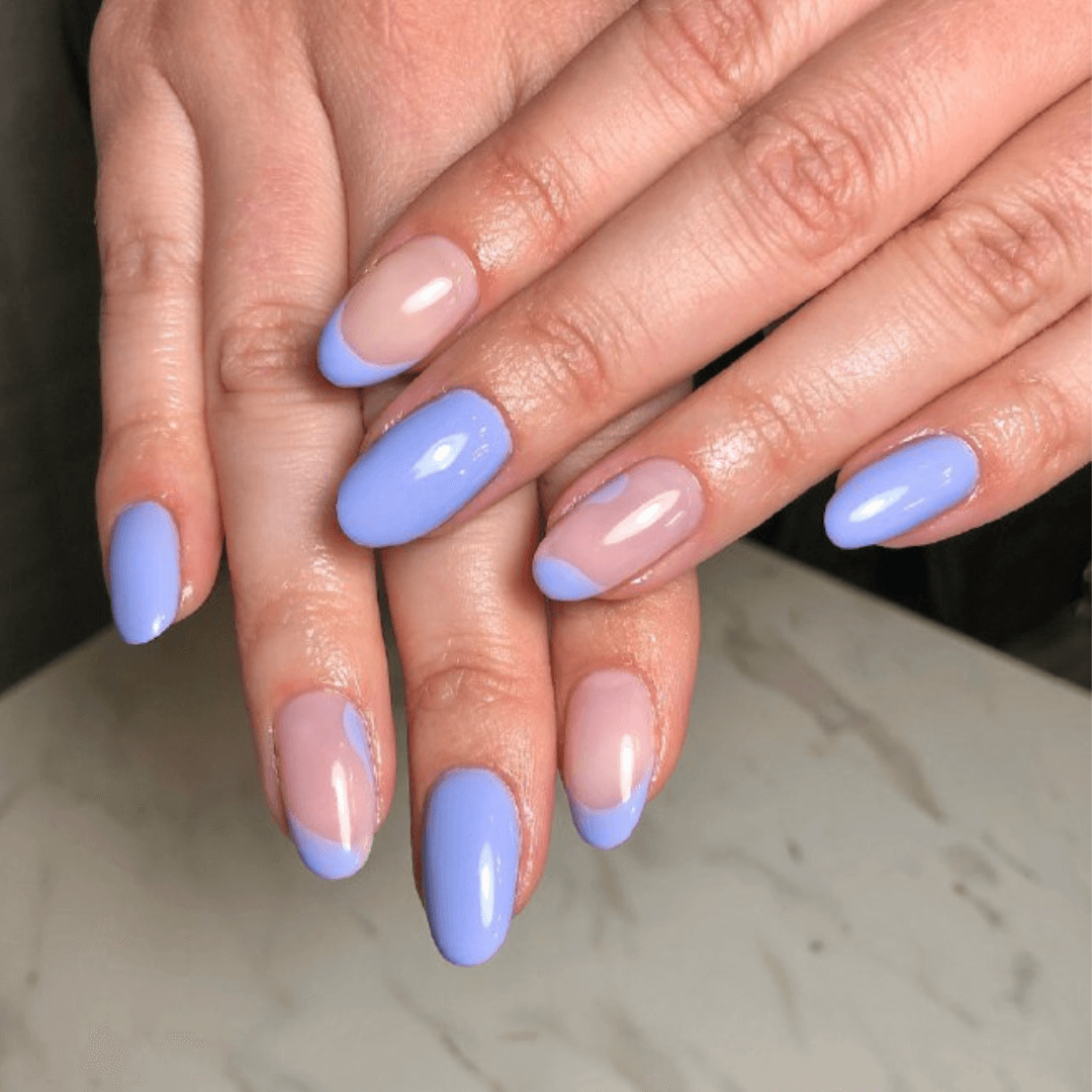 Blue French Tip Nails