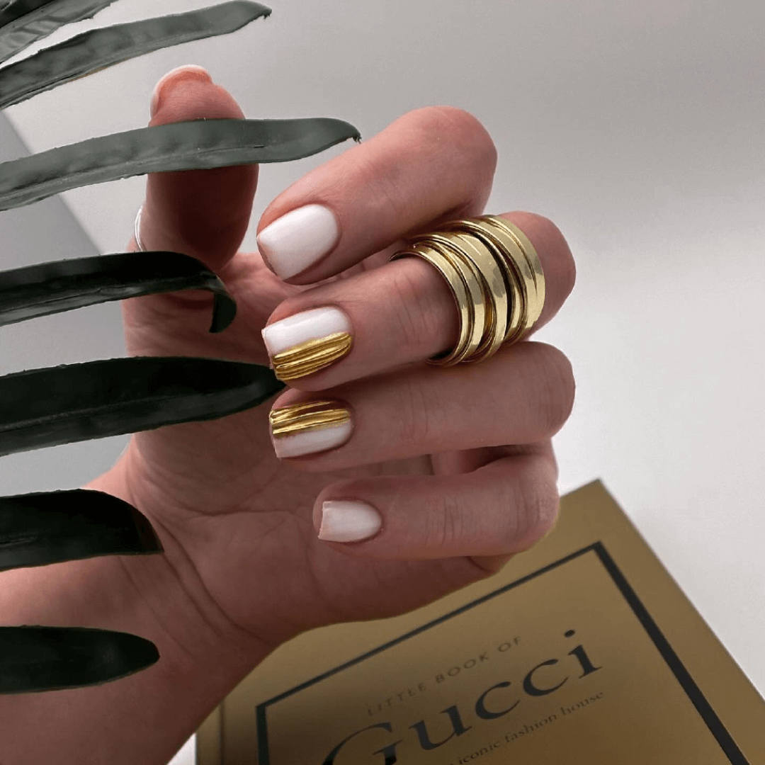 Nude Nails with Gold Foil