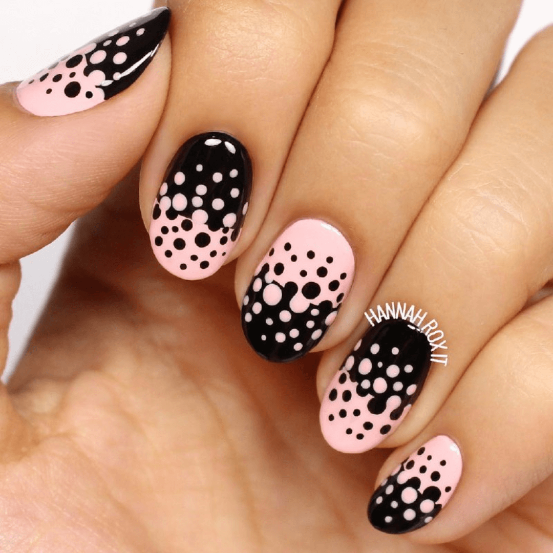 Pink and black nails