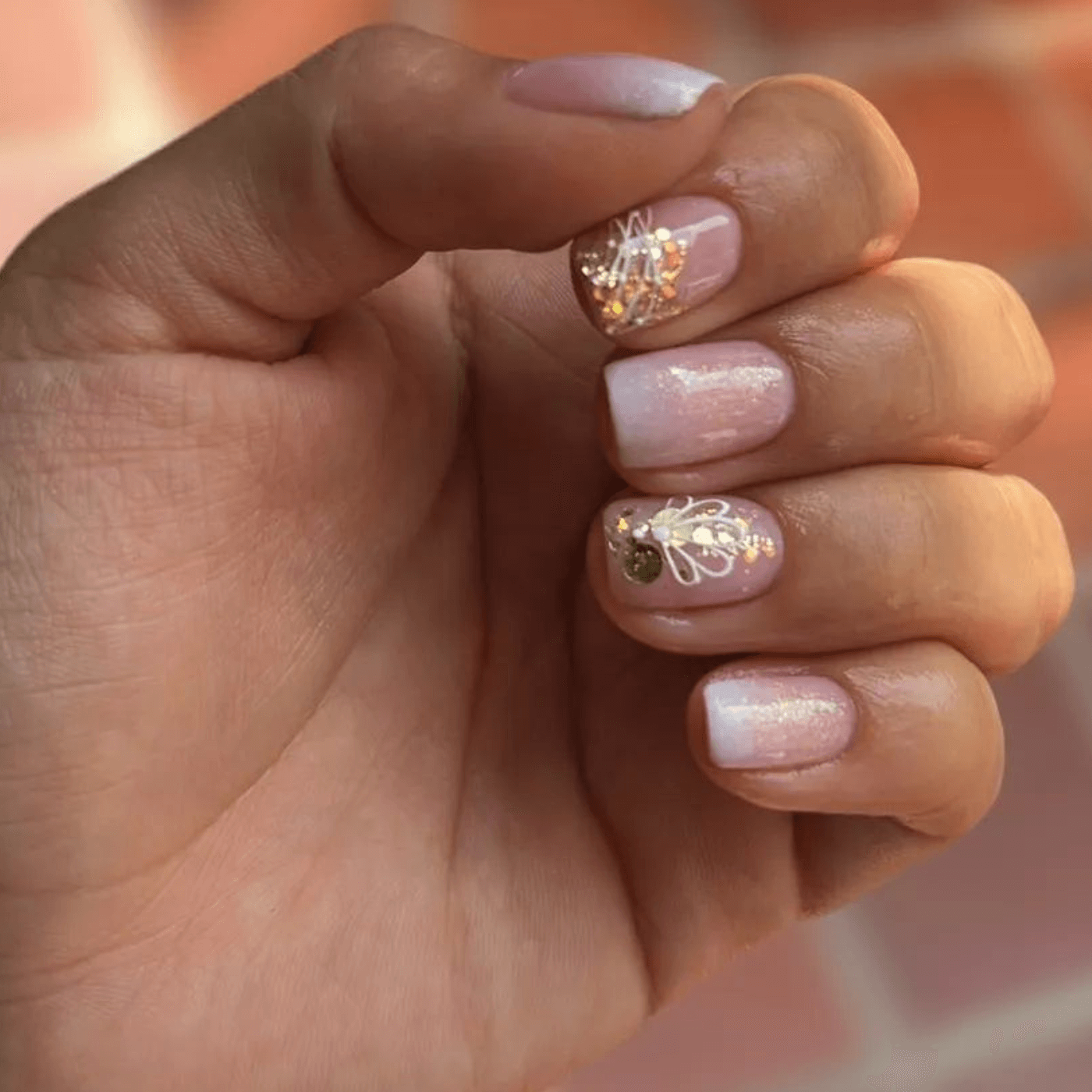 Nude and Gold Nails