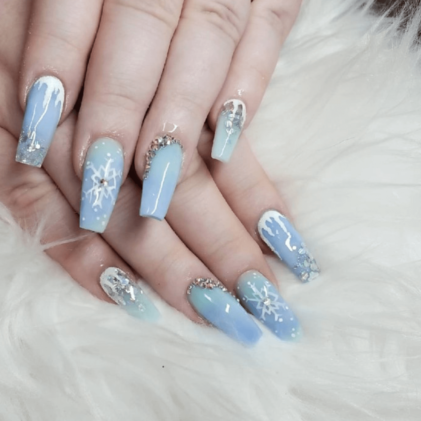 Icy Blue Winter Nails