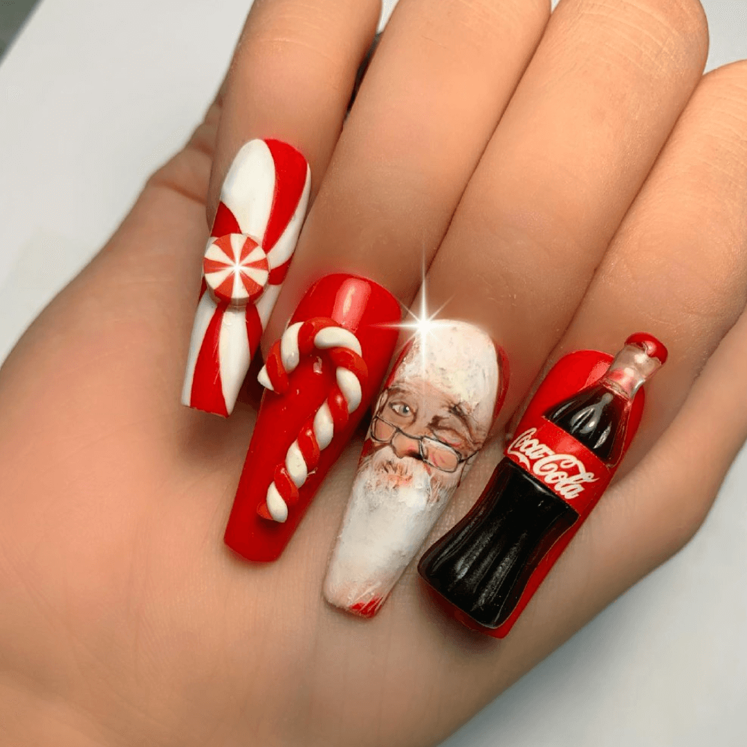 Uñas rojas navidad