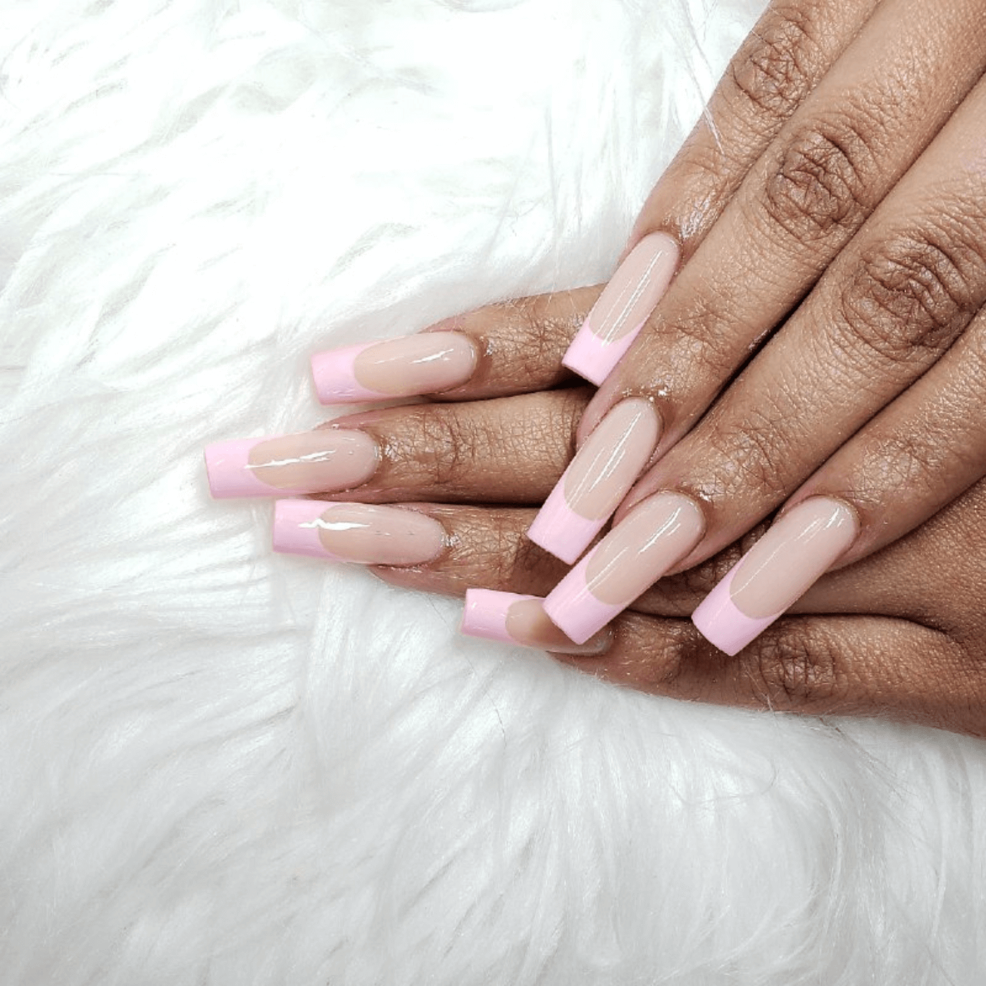 Coffin French Tip Nails