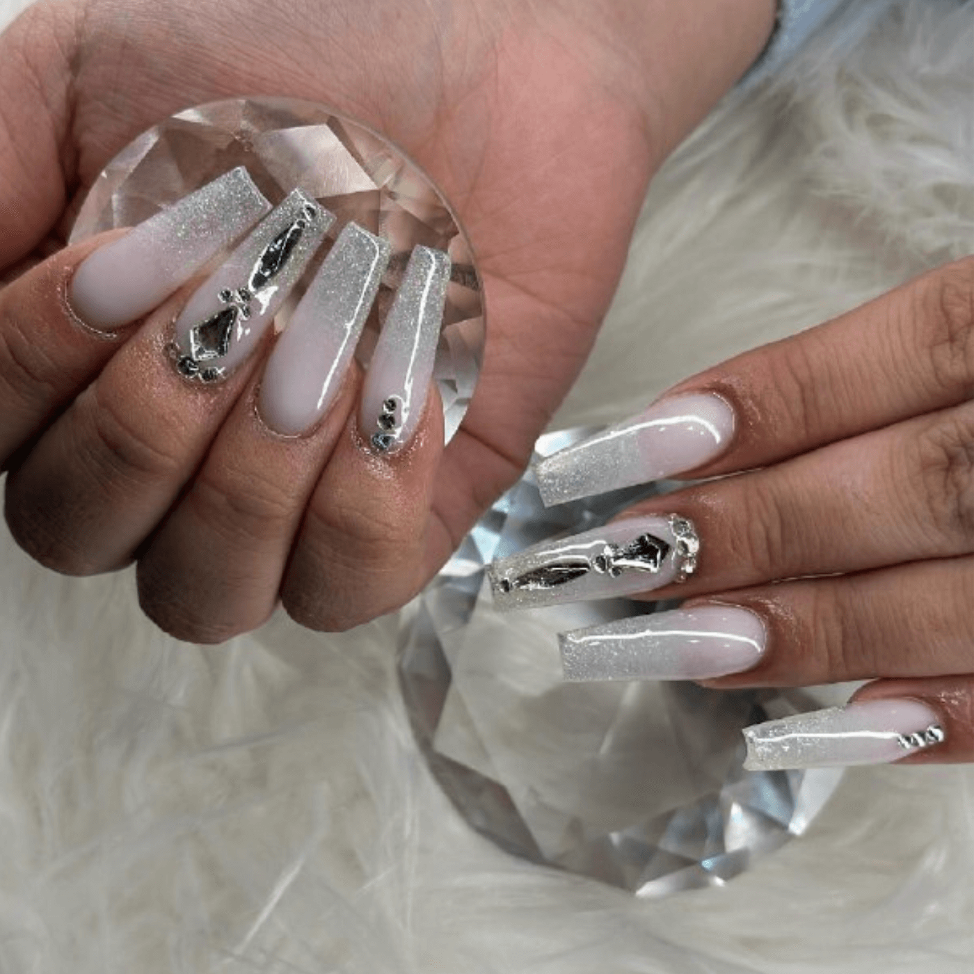 Ballerina Acrylic Nails with Gems