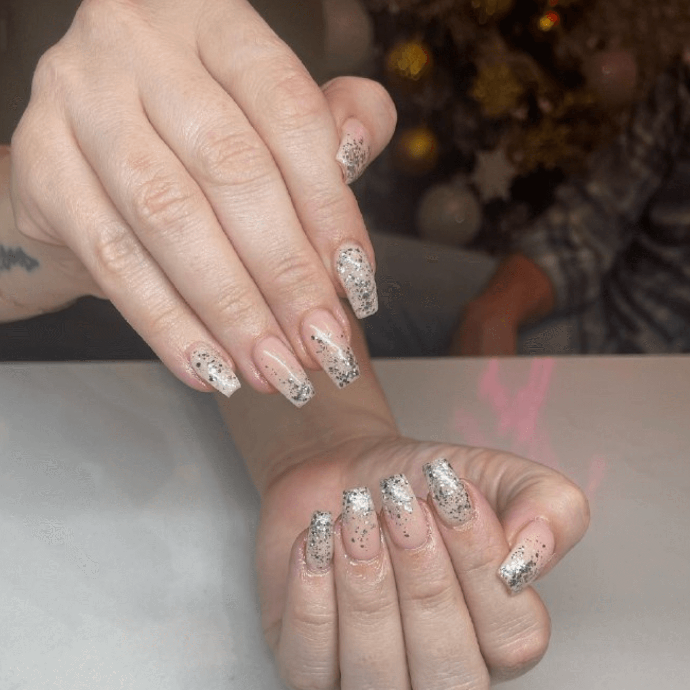 Nude Nails with Glitter