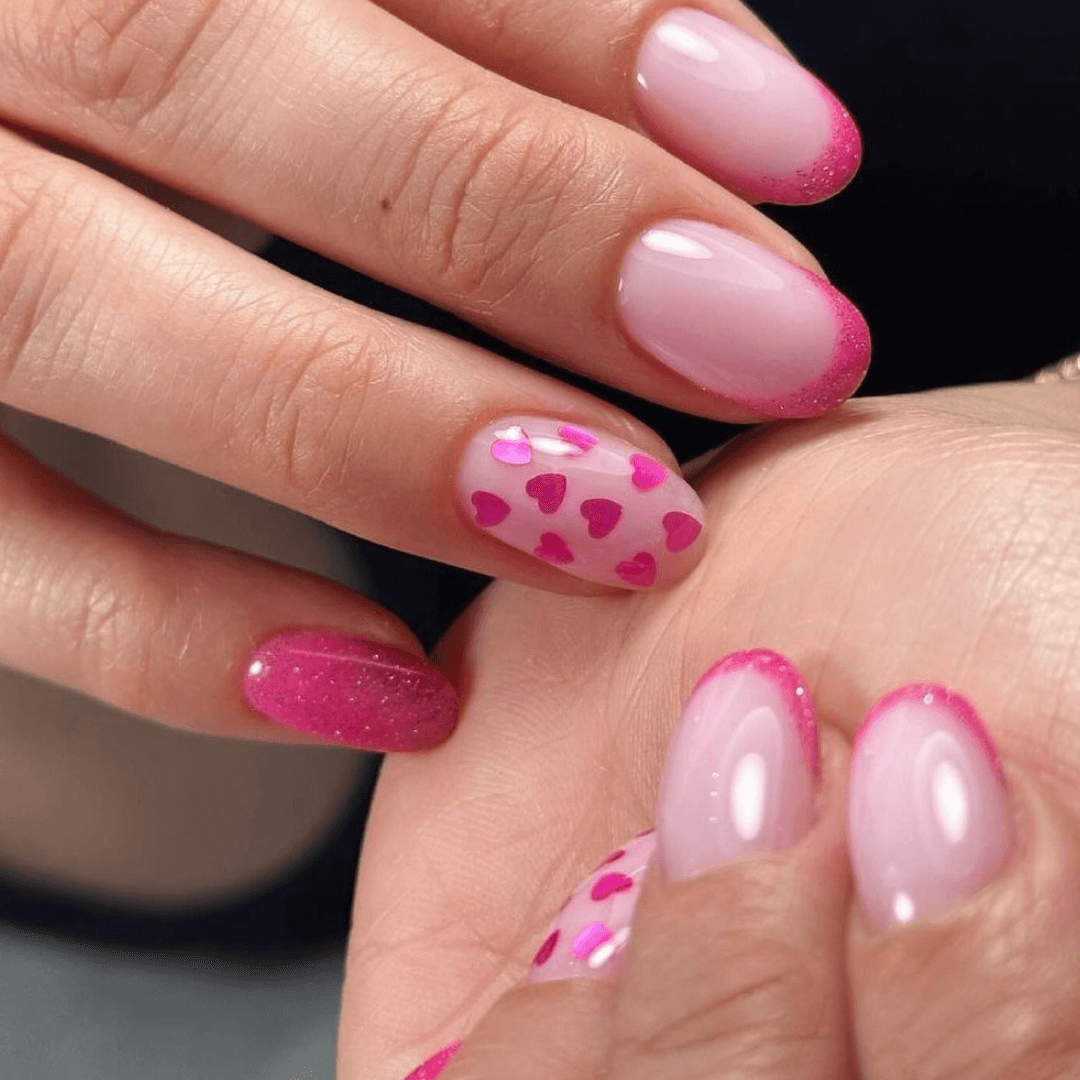 Pink Nails With Ornaments