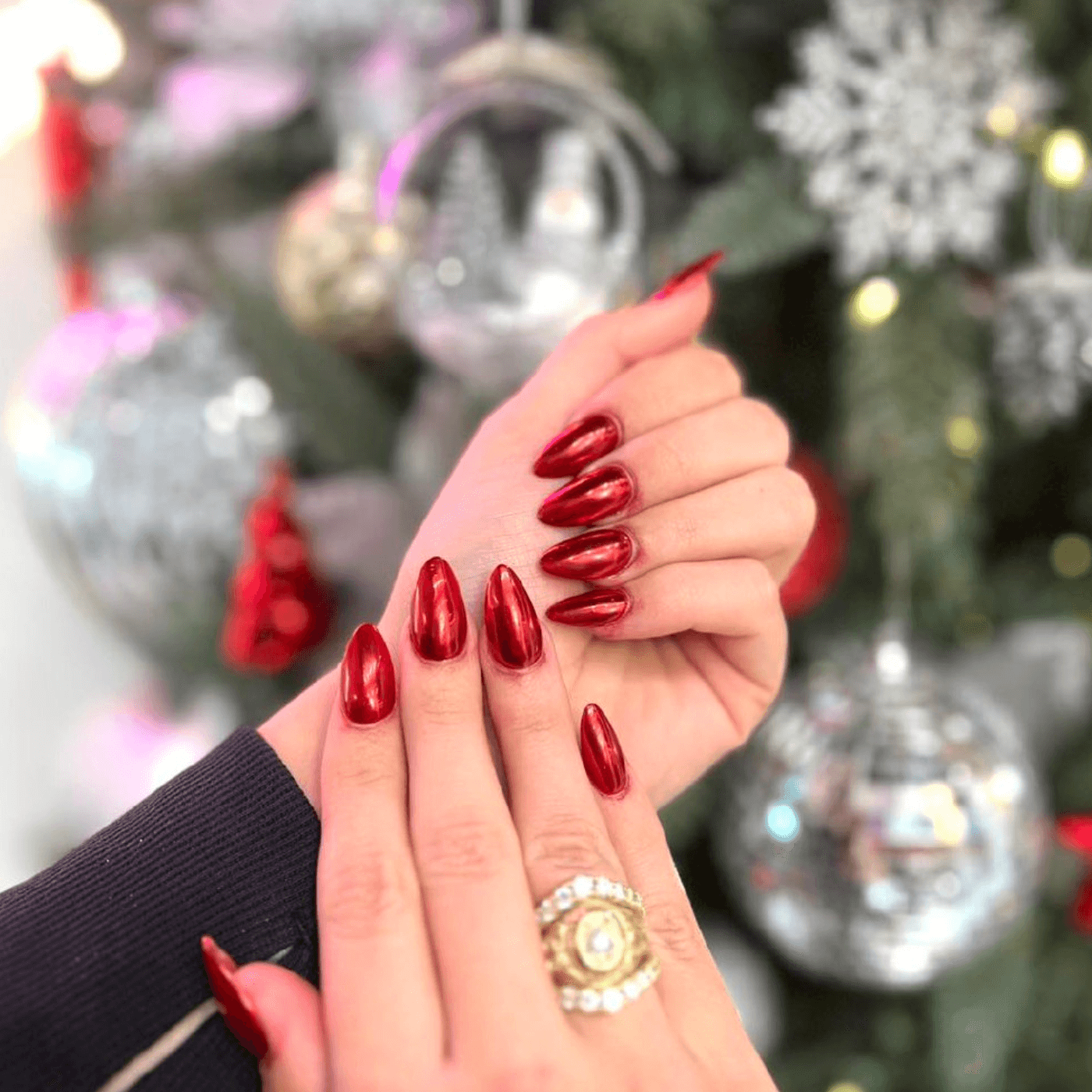 Metallic Red Manicure