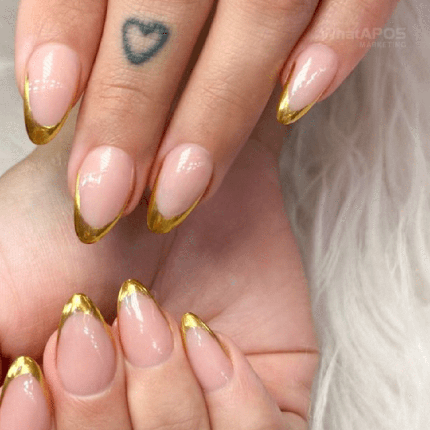 Oval Nails with Metallic Tips